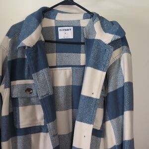 Old Navy Blue and Cream Checkered Shacket